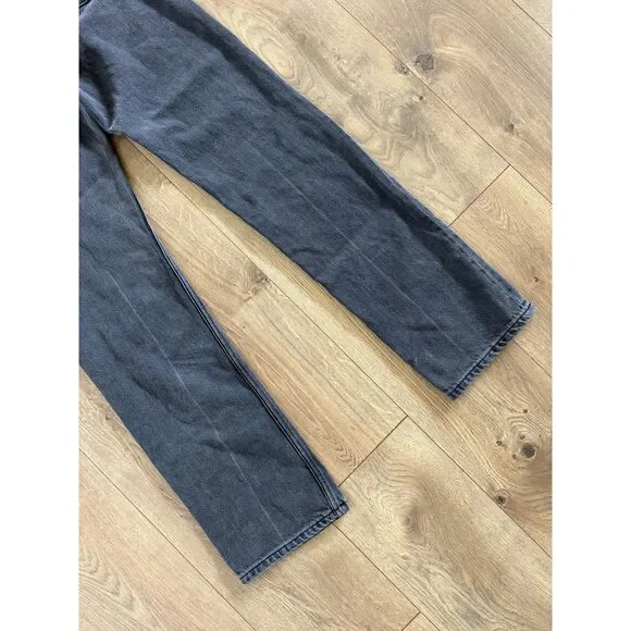 REFORMATION JEANS 26 black Cynthia High Rise Straight long Jean Faded - Picture 7 of 13